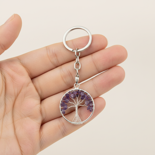 AMETHYST TREE OF LIFE KEYCHAIN