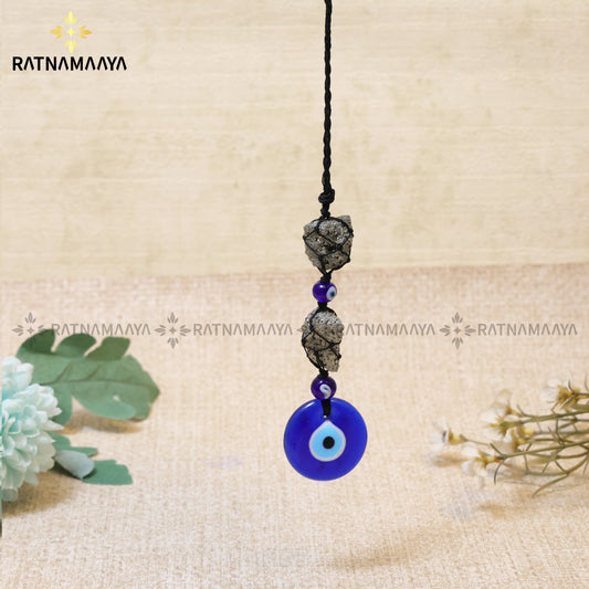 RAW PYRITE HANGER - EVIL EYE HANGER
