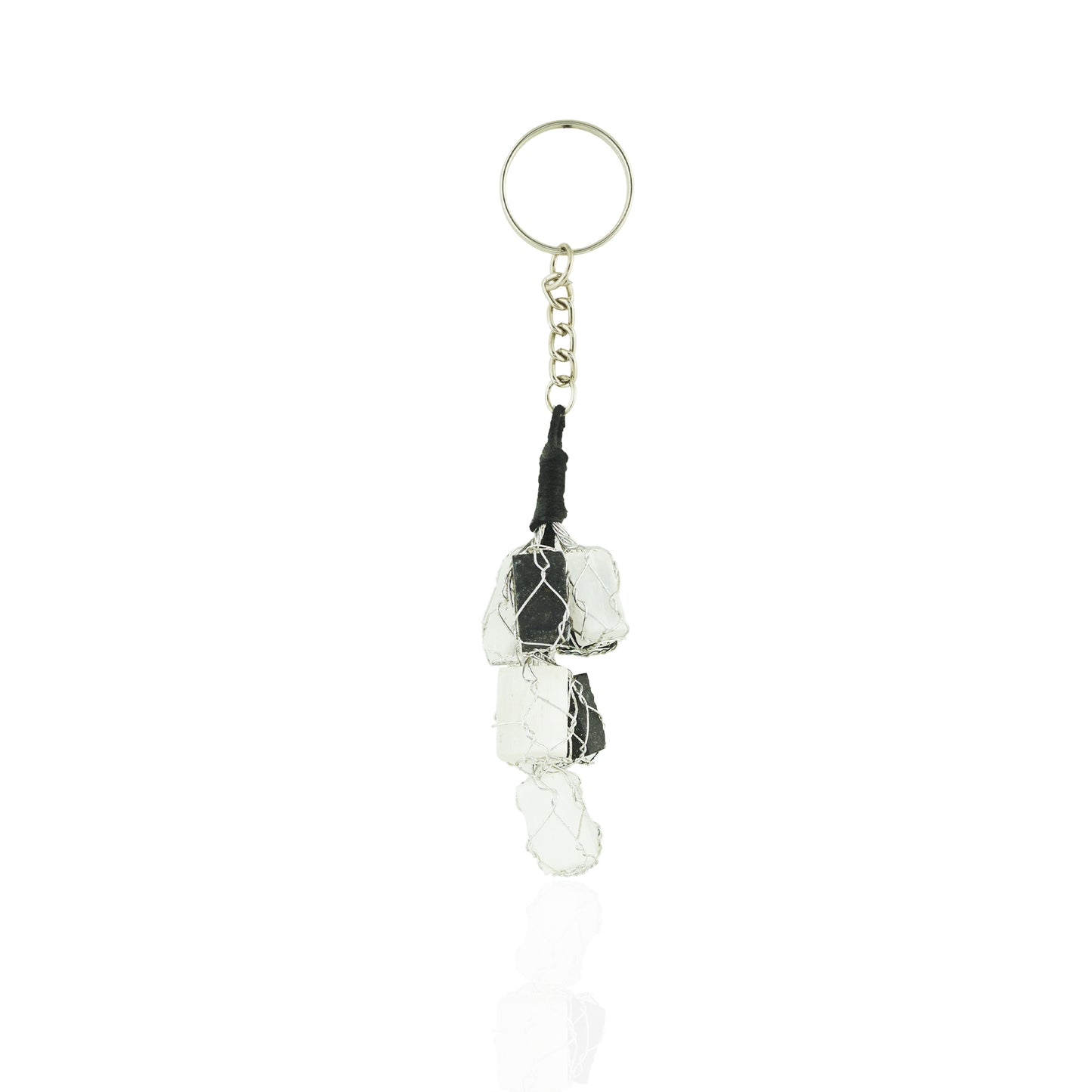 SELENITE TOURMALINE CHIPS KEYCHAIN