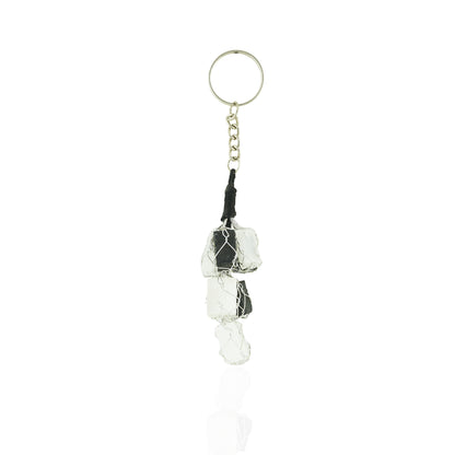 SELENITE TOURMALINE CHIPS KEYCHAIN