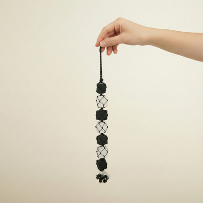 SELENITE & BLACK TOURMALINE HANGER - CRYSTAL CHIPS